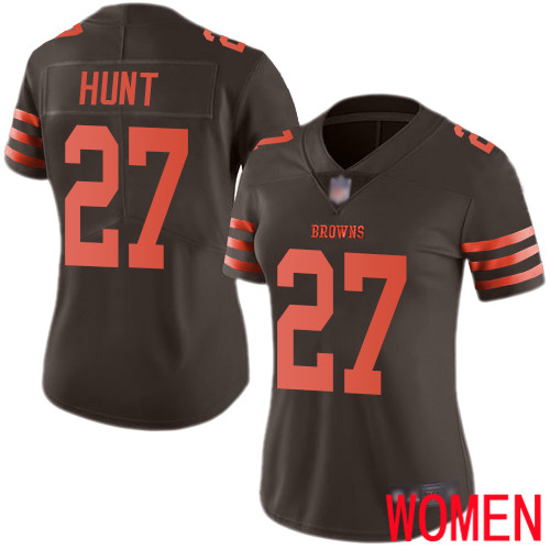 Cleveland Browns Kareem Hunt Women Brown Limited Jersey #27 NFL Football Rush Vapor Untouchable->women nfl jersey->Women Jersey